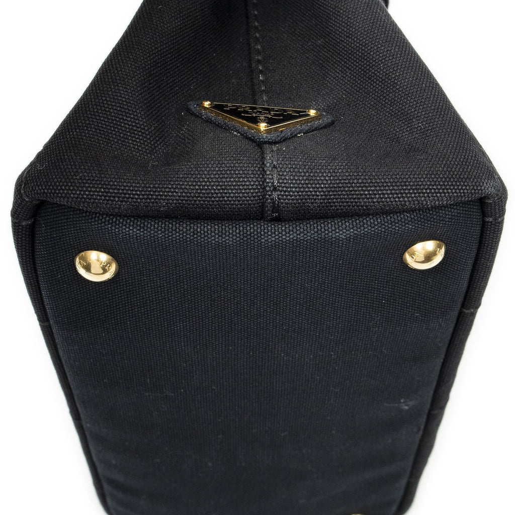 Prada Canapa Small Tote Black Canvas — view 7