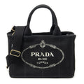 Prada Canapa Small Tote Black Canvas