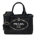 Prada Canapa Small Tote Black Canvas