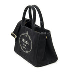 Prada Canapa Small Tote Black Canvas — view 2
