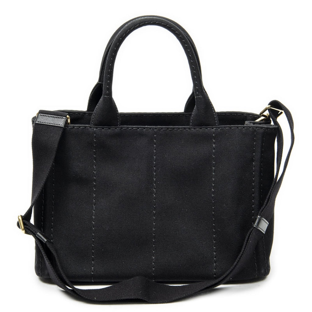 Prada Canapa Small Tote Black Canvas — view 5