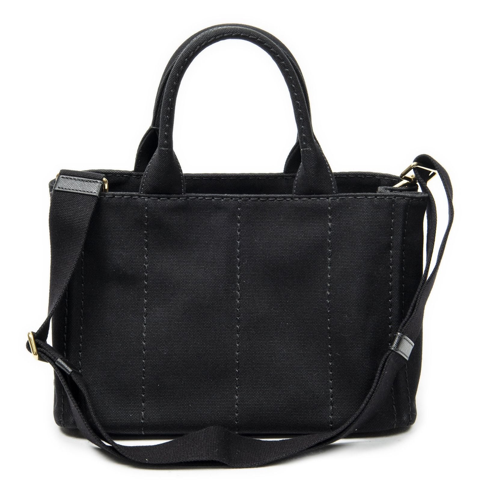 Prada Canapa Small Tote Black Canvas — view 5