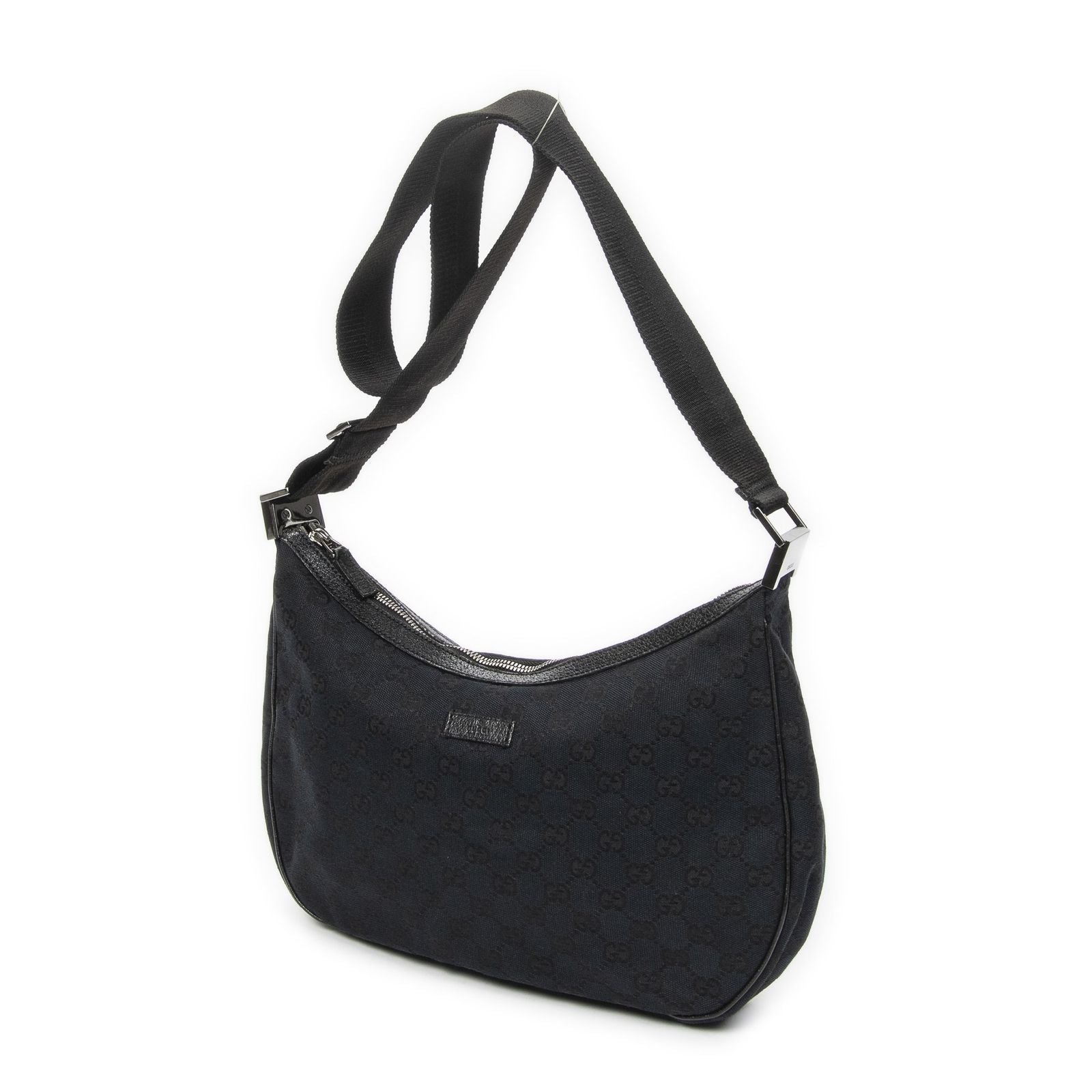 Gucci Round Zip Messenger Black GG Canvas — view 2