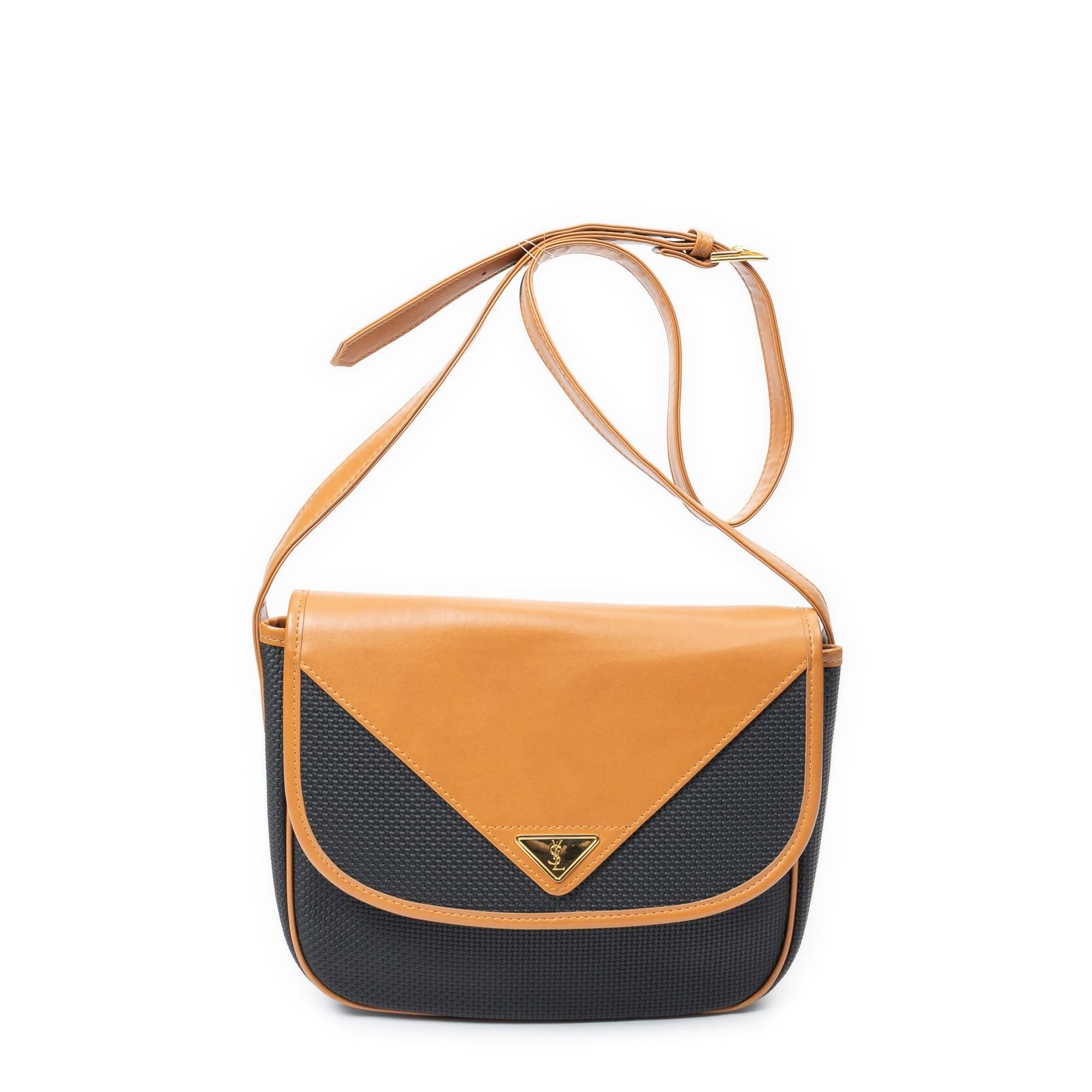 Saint Laurent Vintage Flap Crossbody Tan Black Van Gogh Canvas