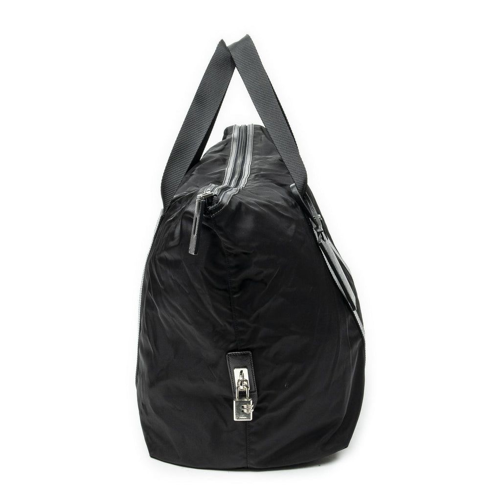 Prada Collapsible Weekender Black Nylon Canvas Travel — view 4