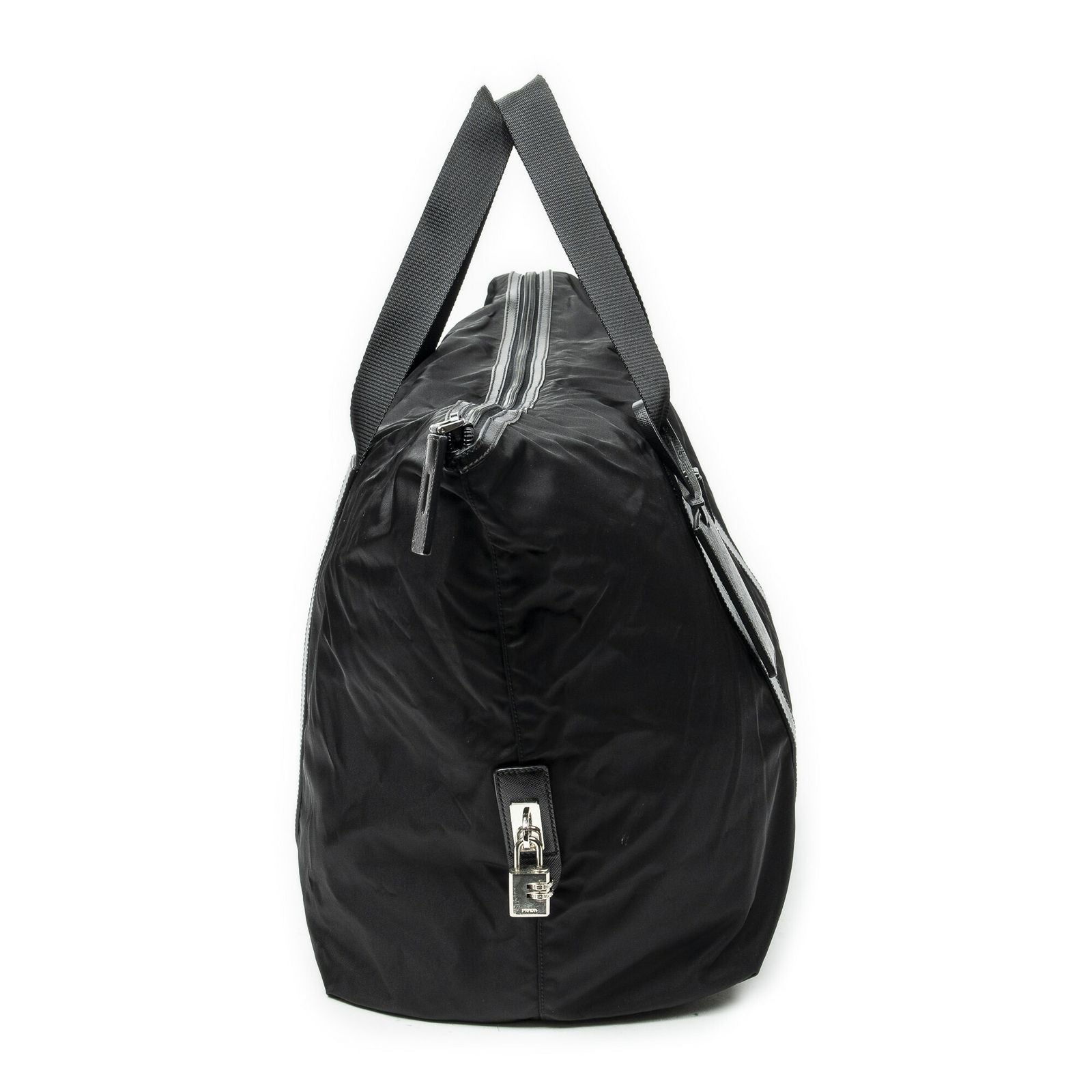 Prada Collapsible Weekender Black Nylon Canvas Travel — view 4