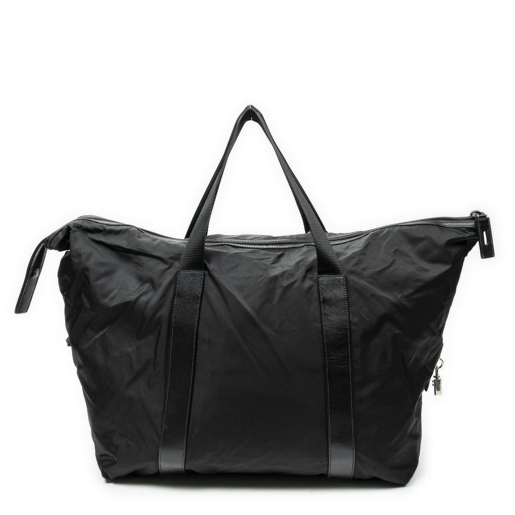Prada Collapsible Weekender Black Nylon Canvas Travel — view 5