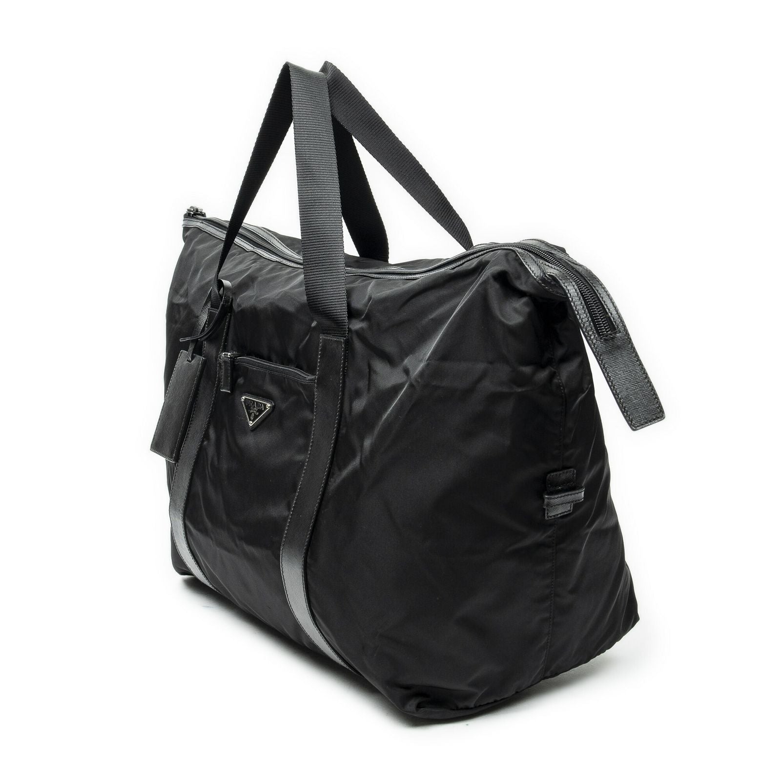 Prada Collapsible Weekender Black Nylon Canvas Travel — view 2