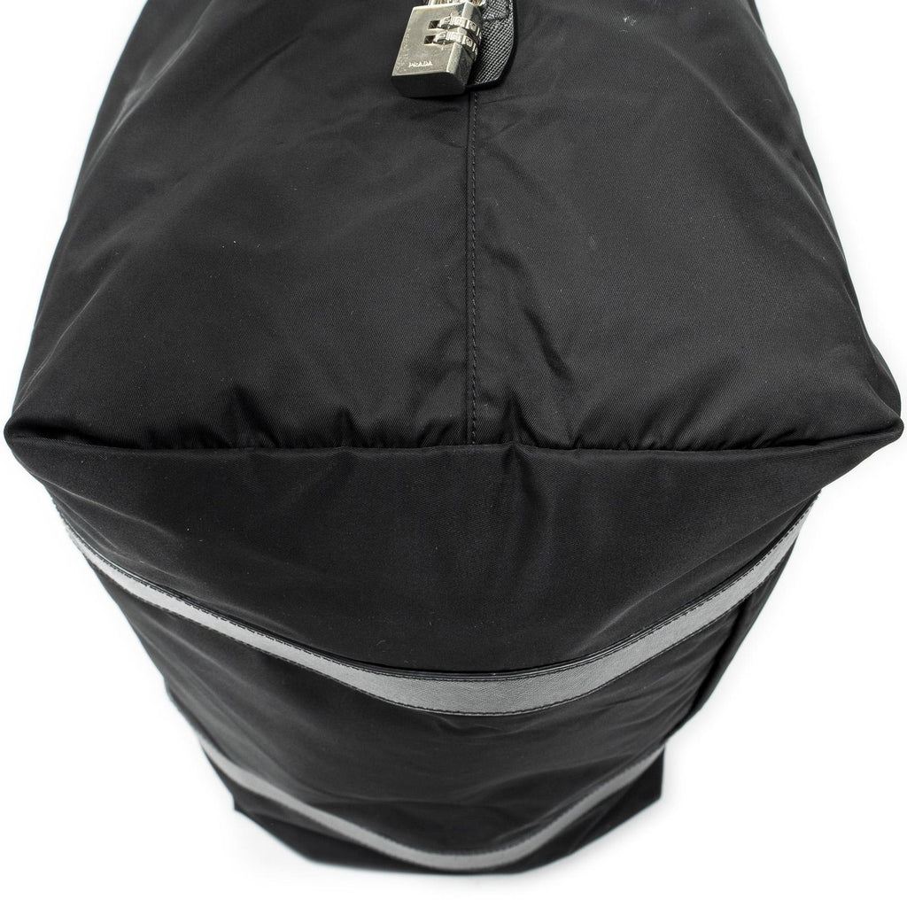 Prada Collapsible Weekender Black Nylon Canvas Travel — view 8