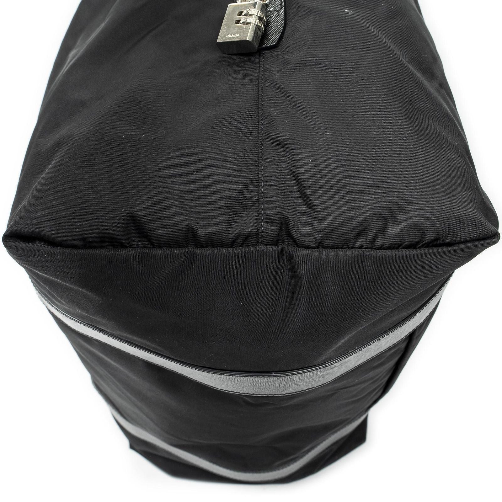 Prada Collapsible Weekender Black Nylon Canvas Travel — view 8