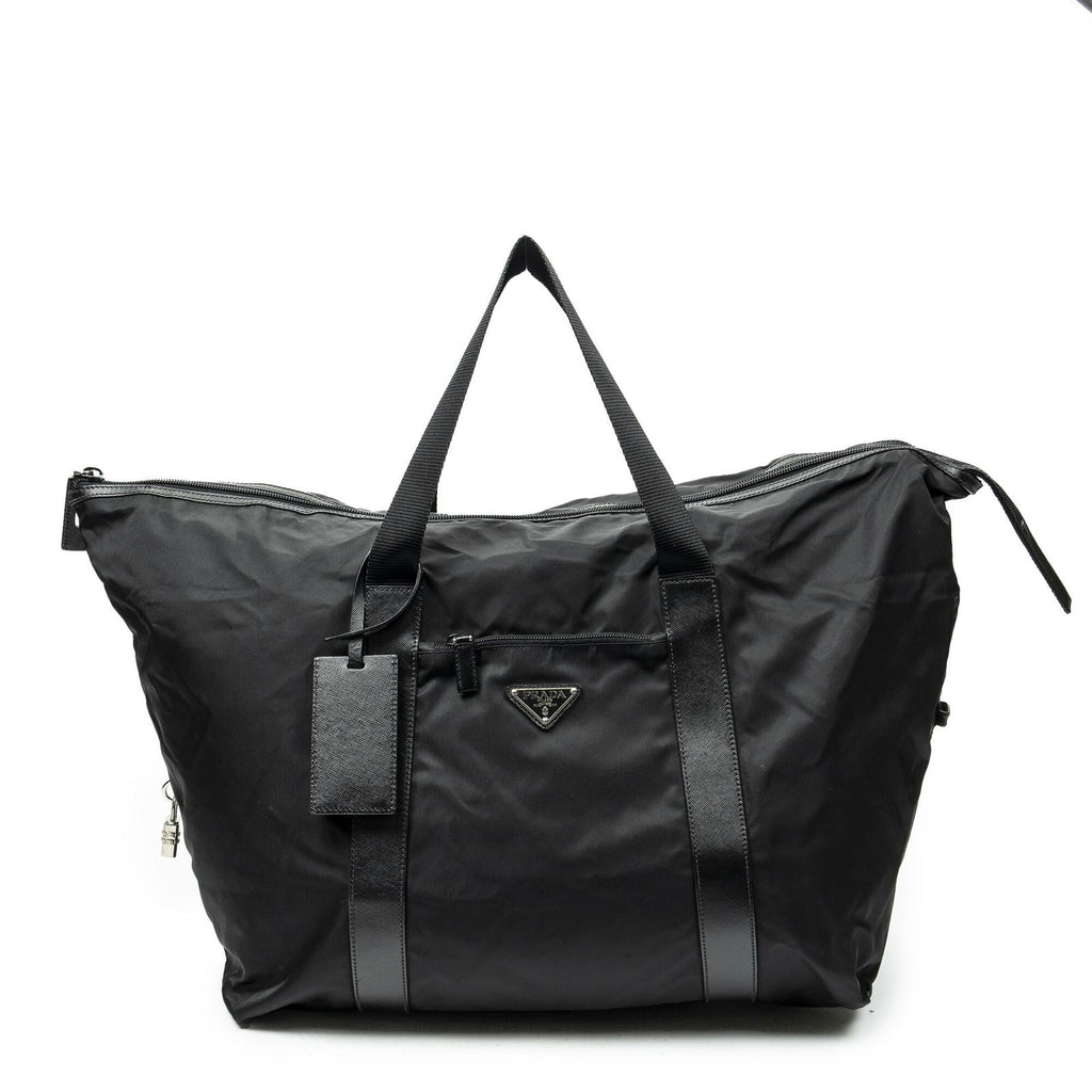 Prada Collapsible Weekender Black Nylon Canvas Travel