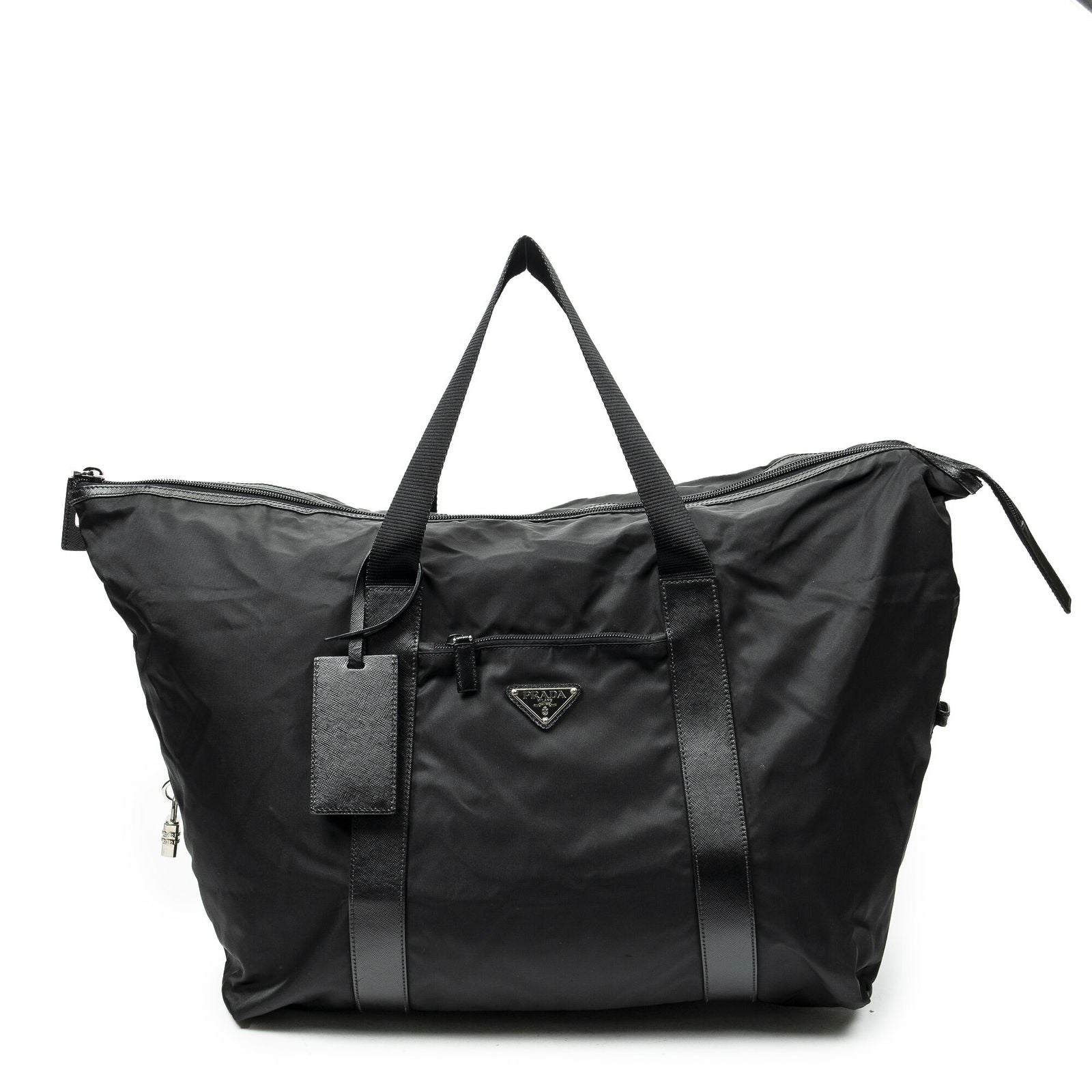 Prada Collapsible Weekender Black Nylon Canvas Travel