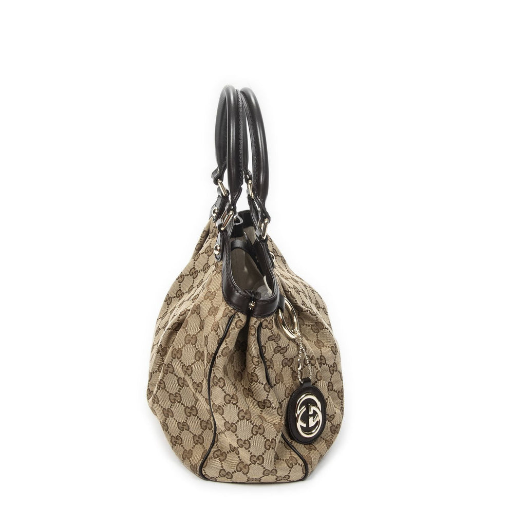 Gucci Mini Ski Tote Beige Dark Brown GG Canvas — view 4