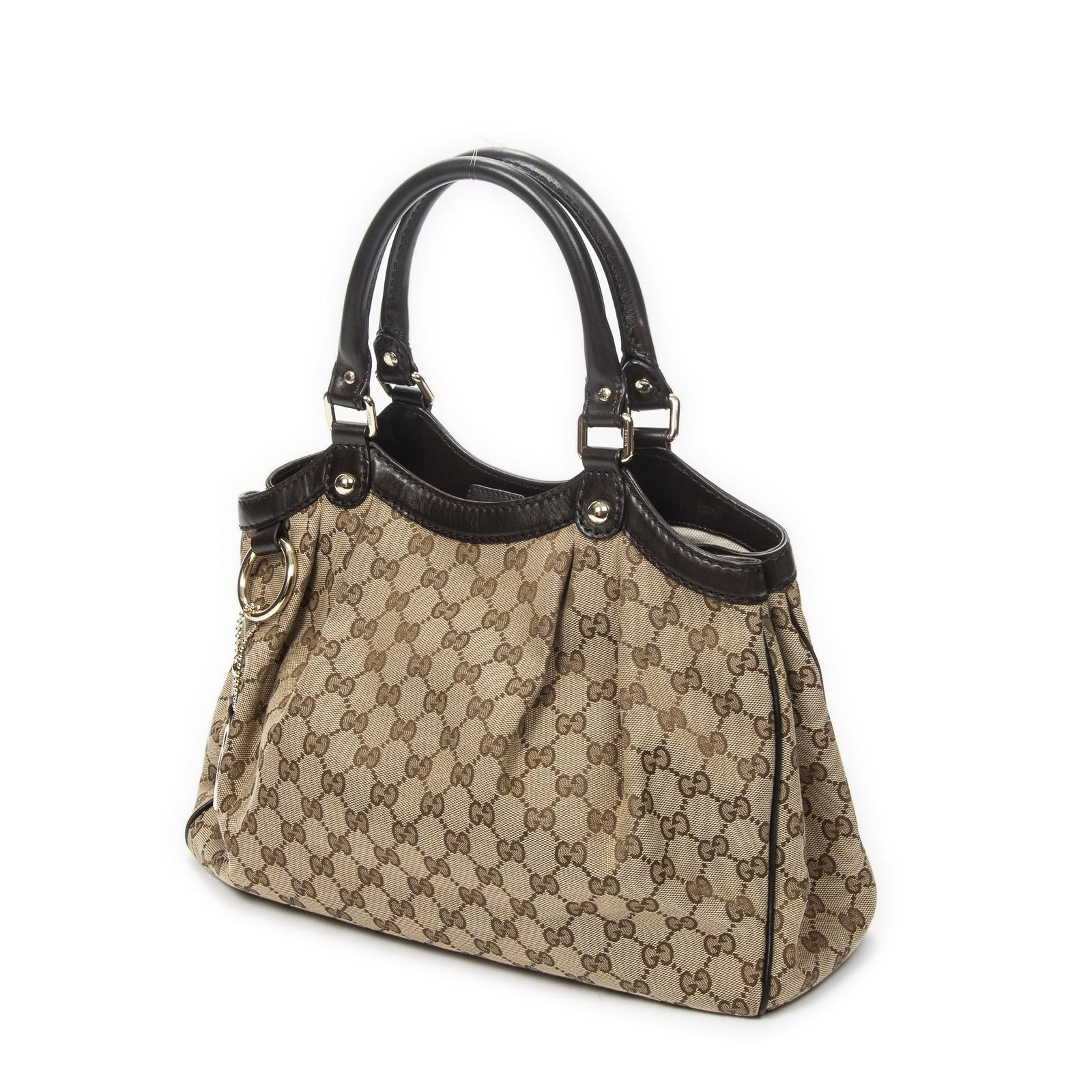 Gucci Mini Ski Tote Beige Dark Brown GG Canvas — view 2