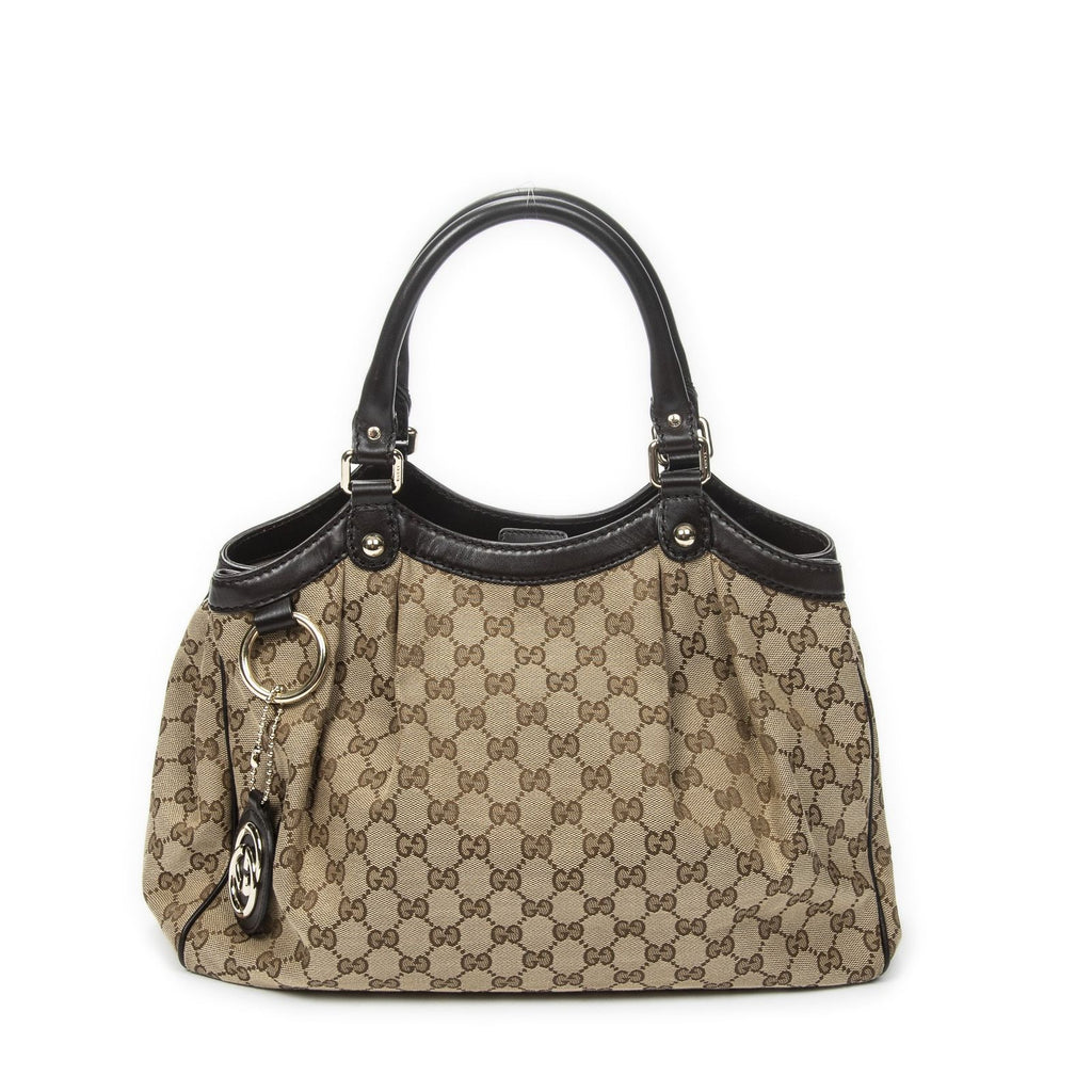 Gucci Mini Ski Tote Beige Dark Brown GG Canvas