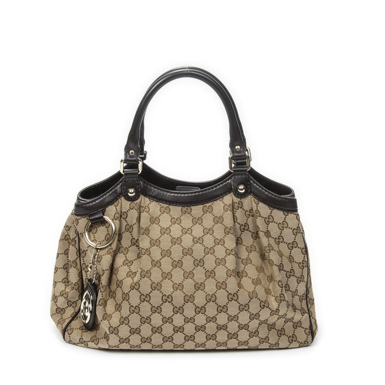 Gucci Mini Ski Tote Beige Dark Brown GG Canvas
