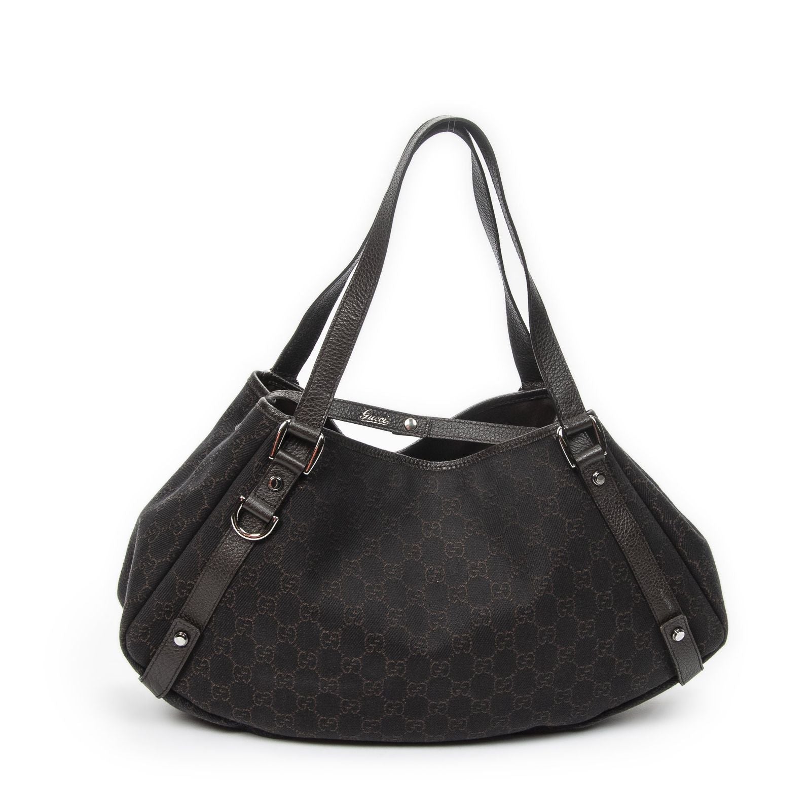Gucci Abbey Hobo Diagonal Dark Brown GG Denim Canvas — view 5