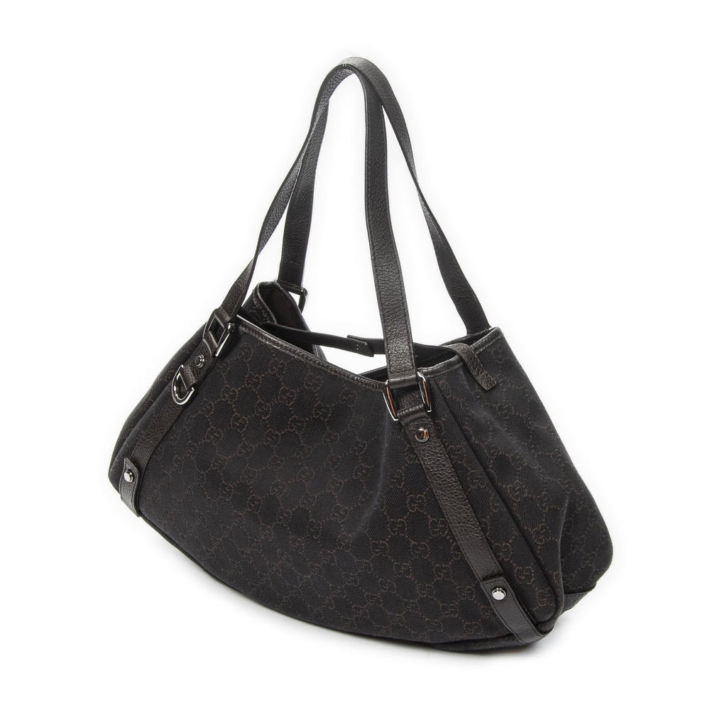 Gucci Abbey Hobo Diagonal Dark Brown GG Denim Canvas — view 2