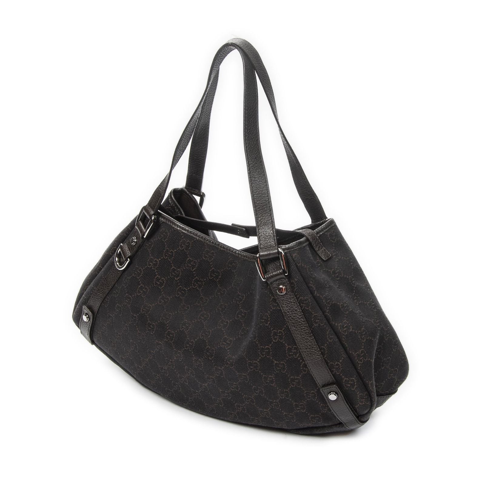 Gucci Abbey Hobo Diagonal Dark Brown GG Denim Canvas — view 2