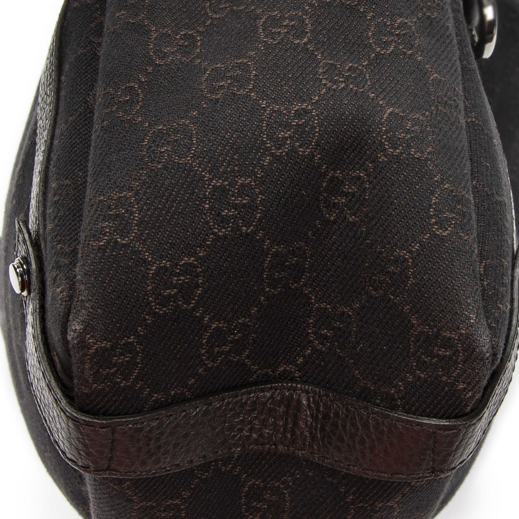 Gucci Abbey Hobo Diagonal Dark Brown GG Denim Canvas — view 8