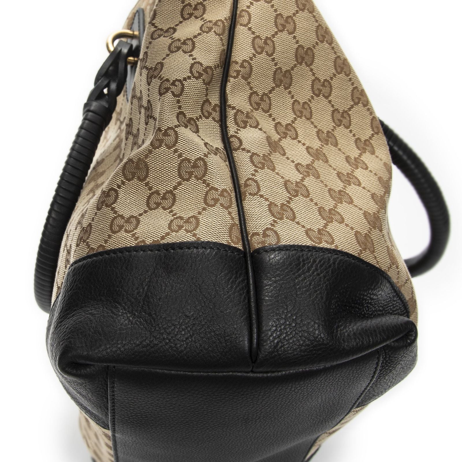 Gucci Large Twisted Handle Zip Tote Beige Black GG Canvas — view 7