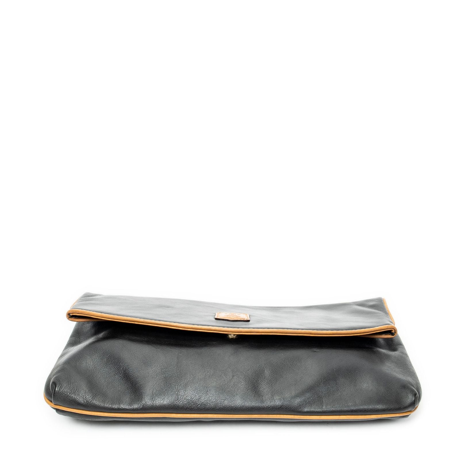 Celine Macadam Flap Clutch Black Brown Calfskin Leather — view 3