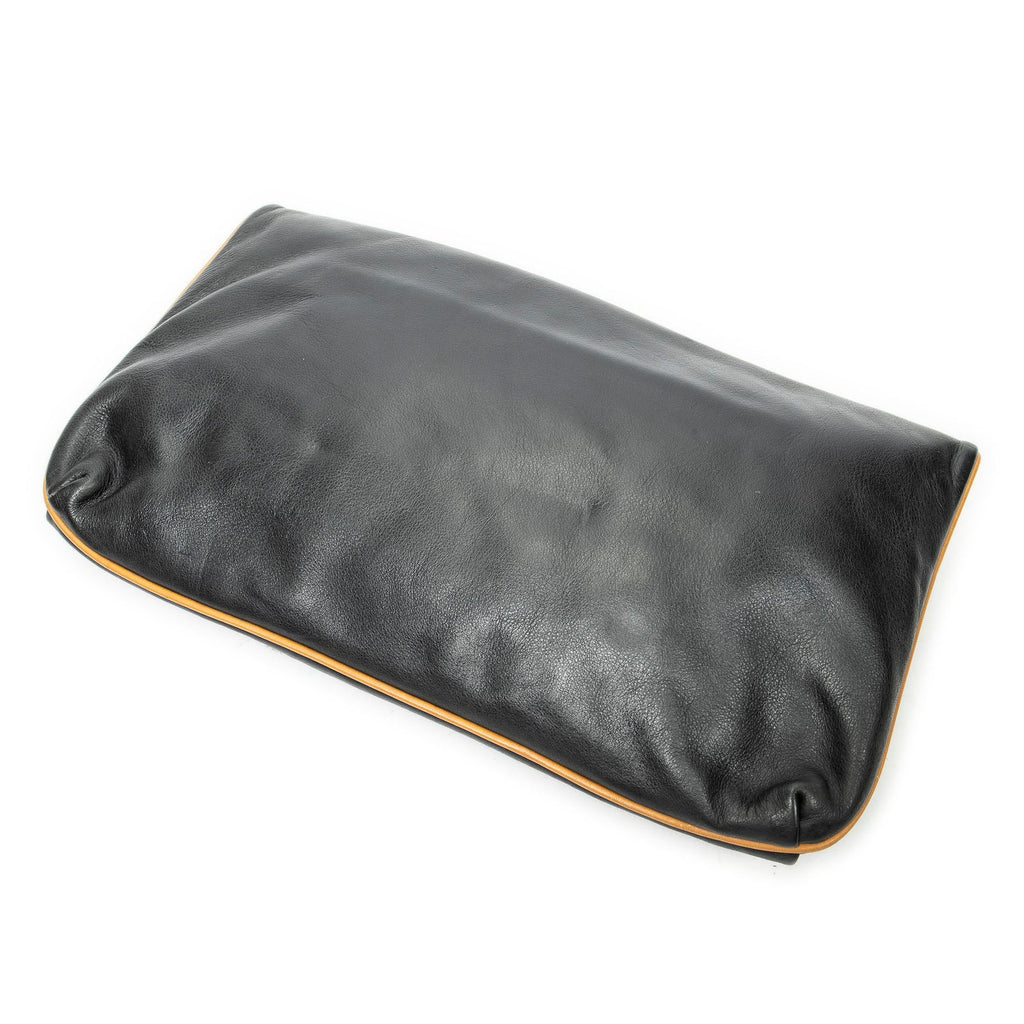 Celine Macadam Flap Clutch Black Brown Calfskin Leather — view 2