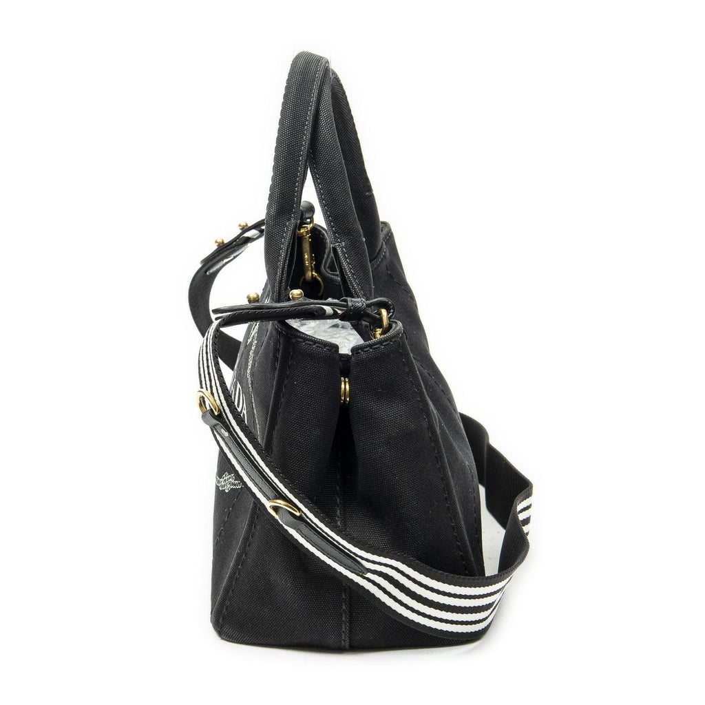 Prada Canapa Small Tote Black Canvas — view 3