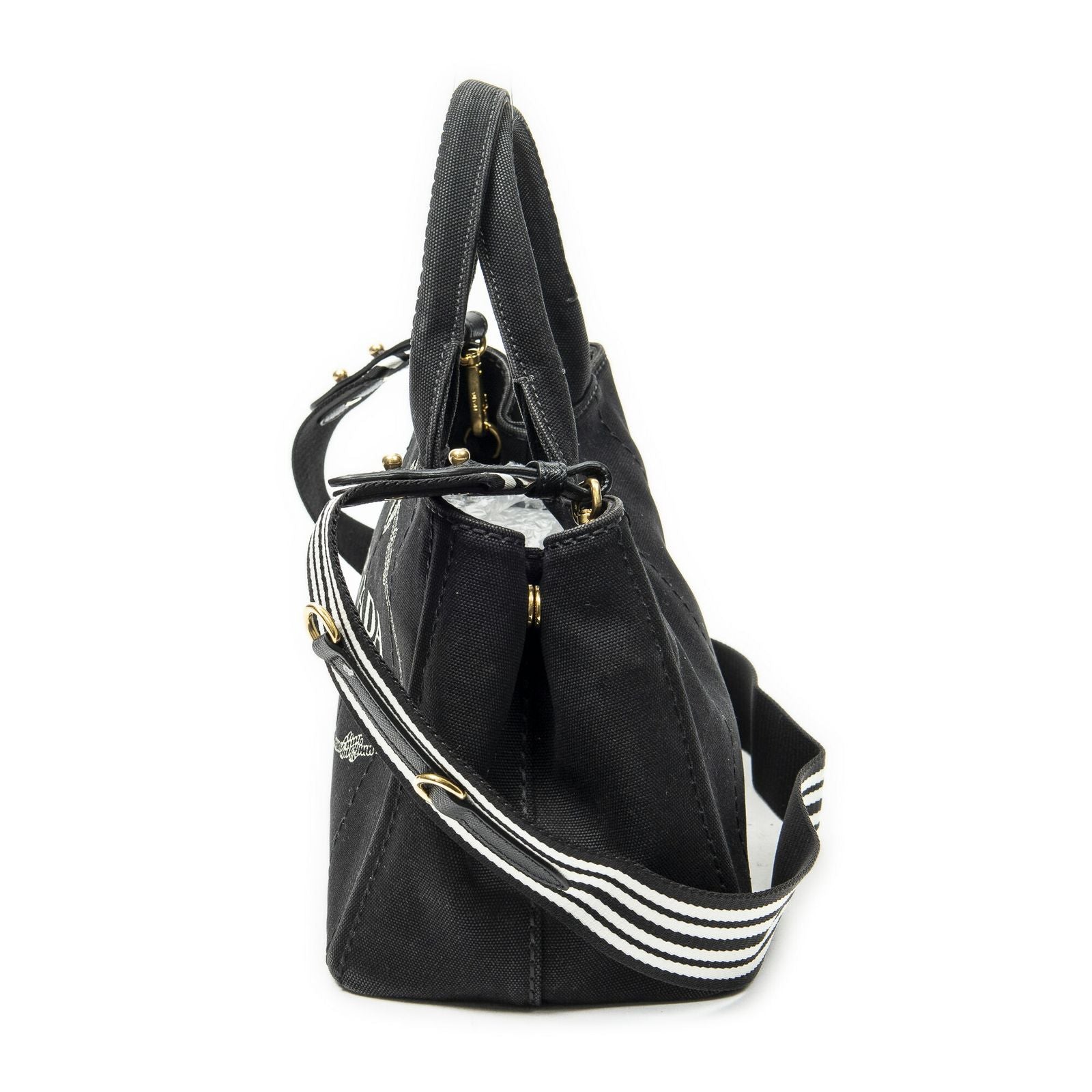 Prada Canapa Small Tote Black Canvas — view 3
