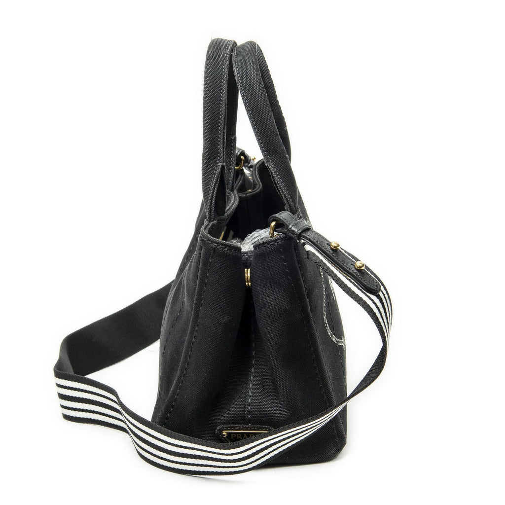 Prada Canapa Small Tote Black Canvas — view 4