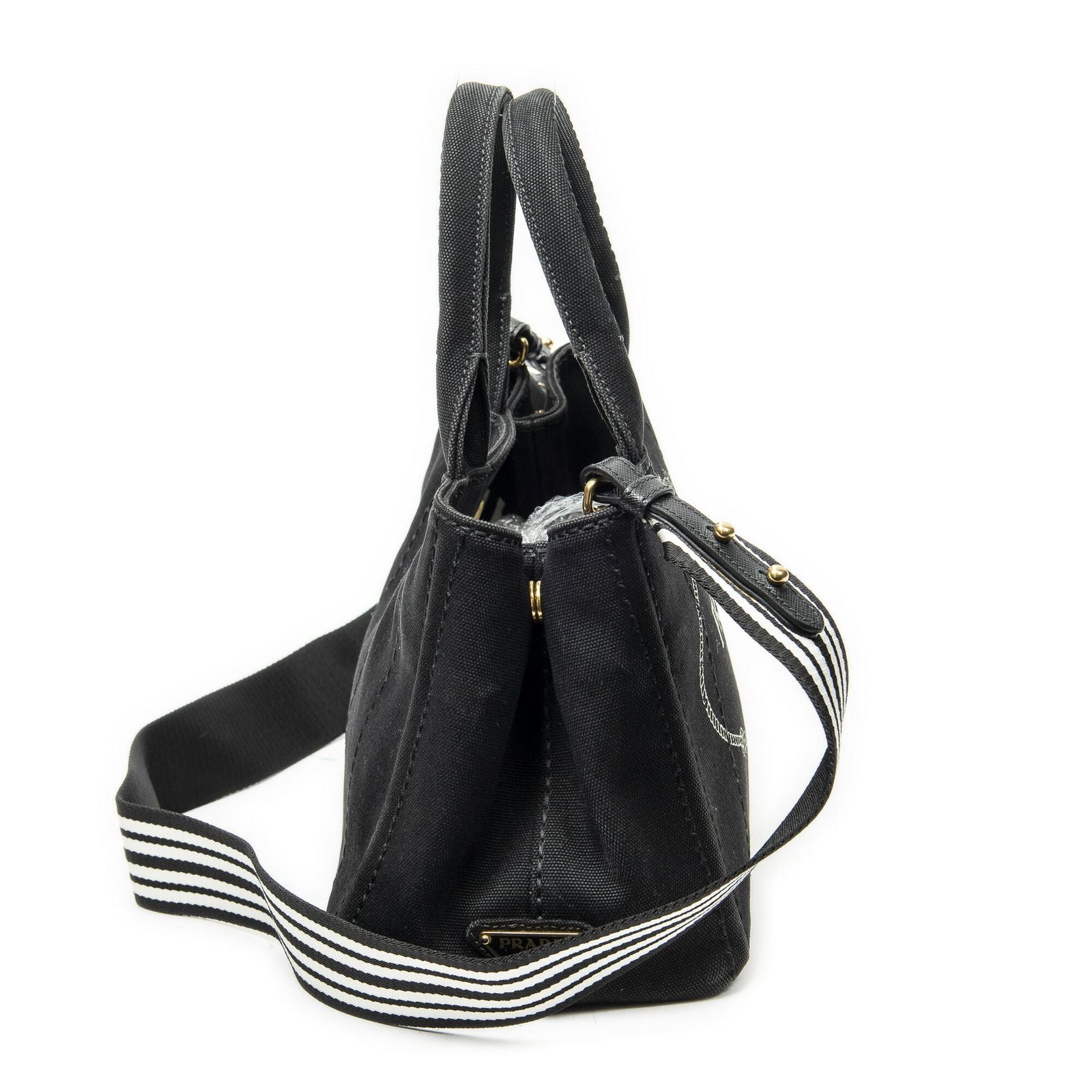 Prada Canapa Small Tote Black Canvas — view 4