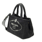 Prada Canapa Small Tote Black Canvas — view 2
