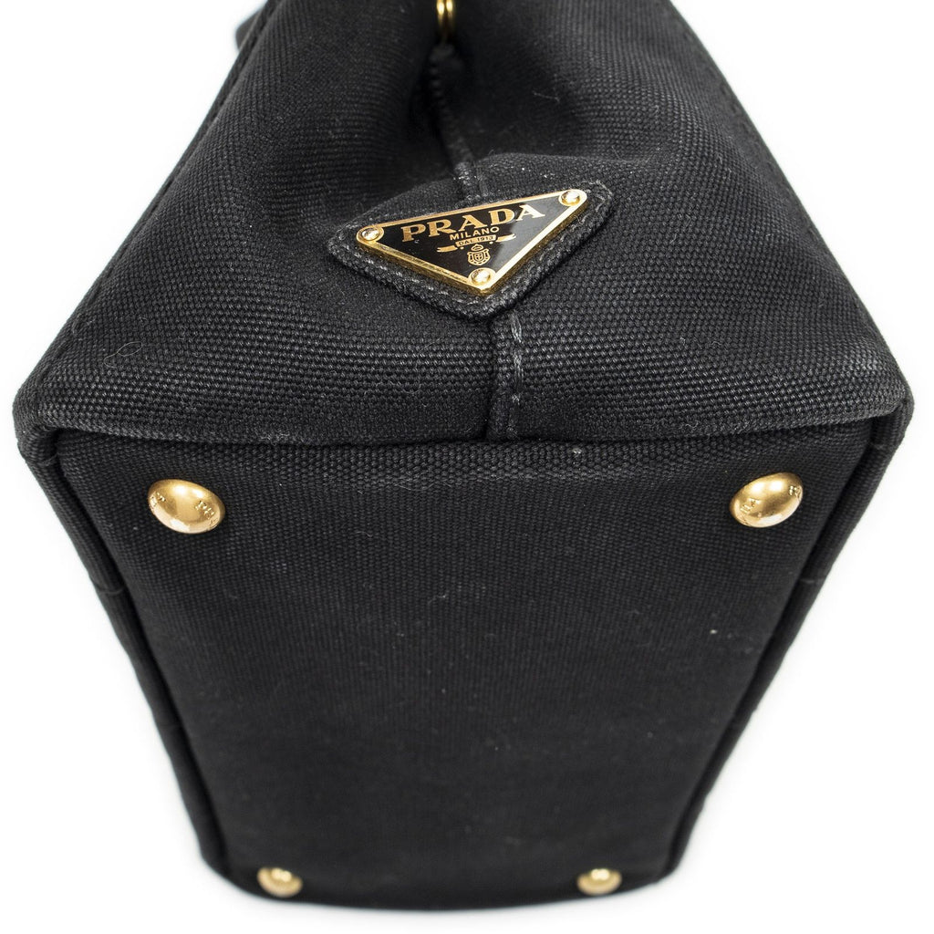 Prada Canapa Small Tote Black Canvas — view 8