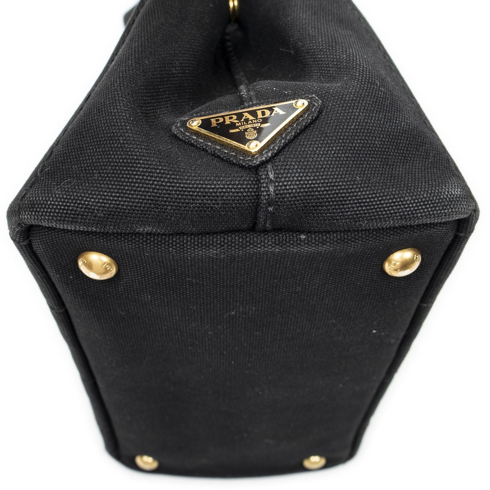 Prada Canapa Small Tote Black Canvas — view 8