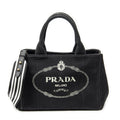 Prada Canapa Small Tote Black Canvas