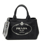 Prada Canapa Small Tote Black Canvas