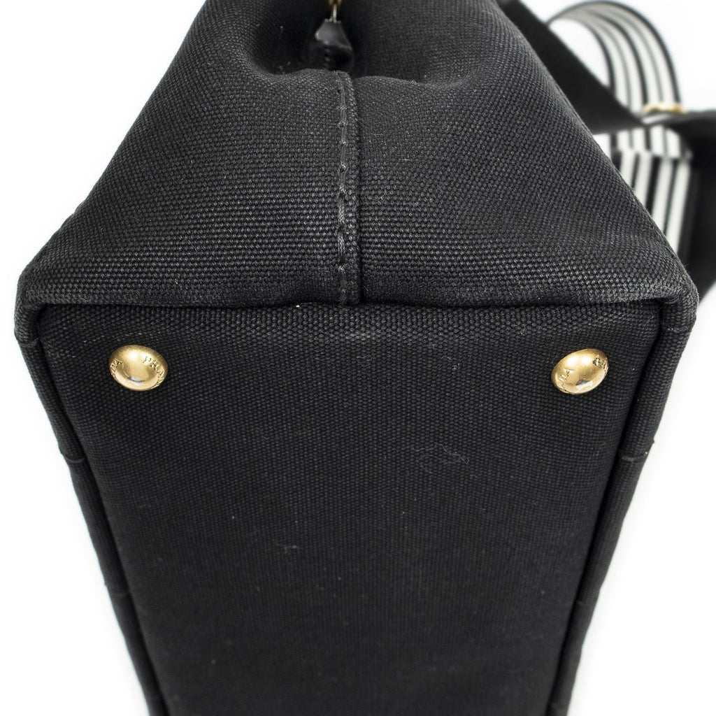 Prada Canapa Small Tote Black Canvas — view 7