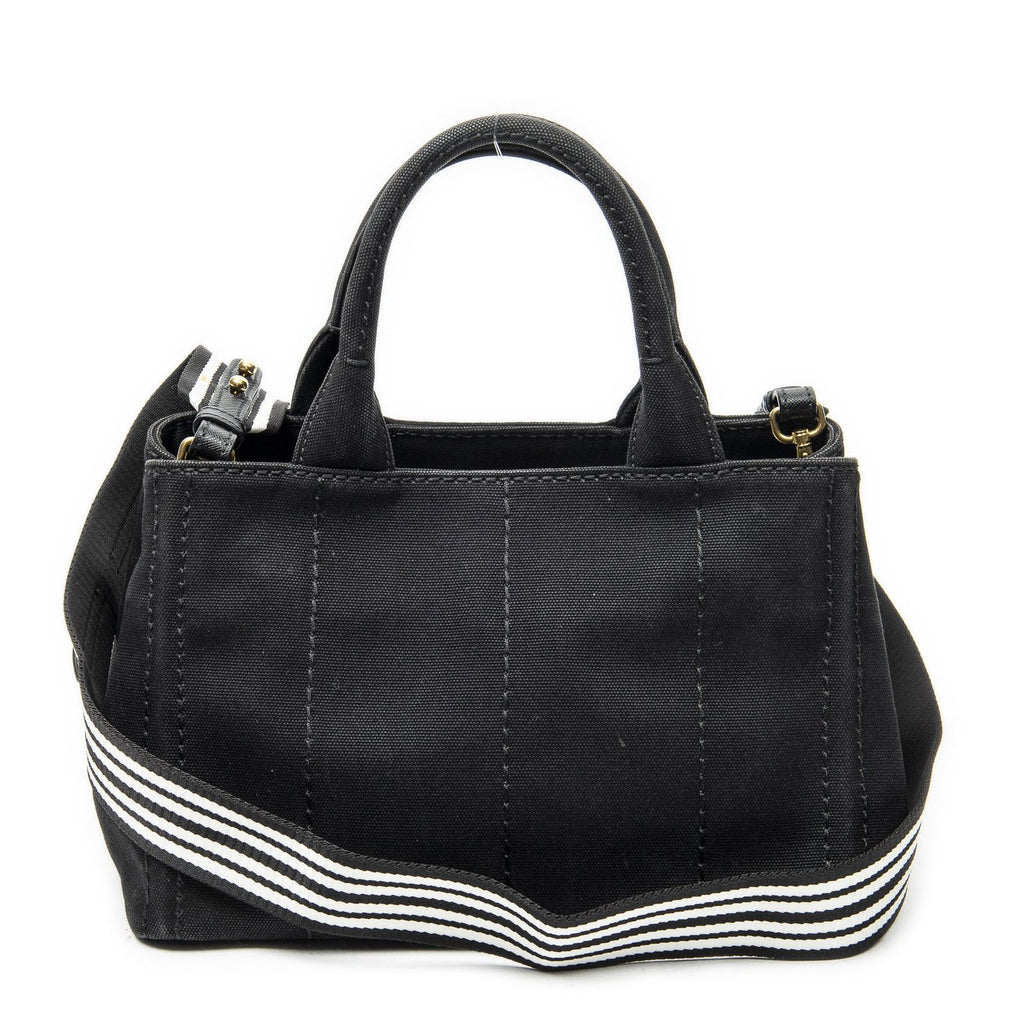 Prada Canapa Small Tote Black Canvas — view 5