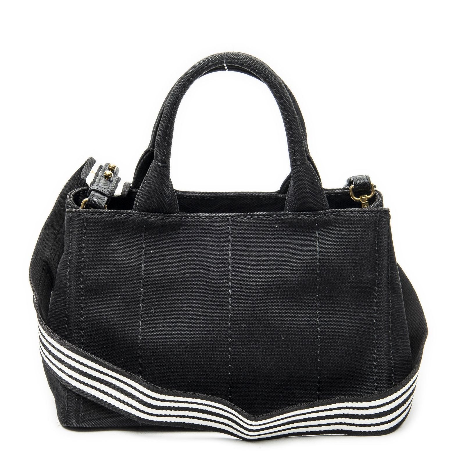 Prada Canapa Small Tote Black Canvas — view 5