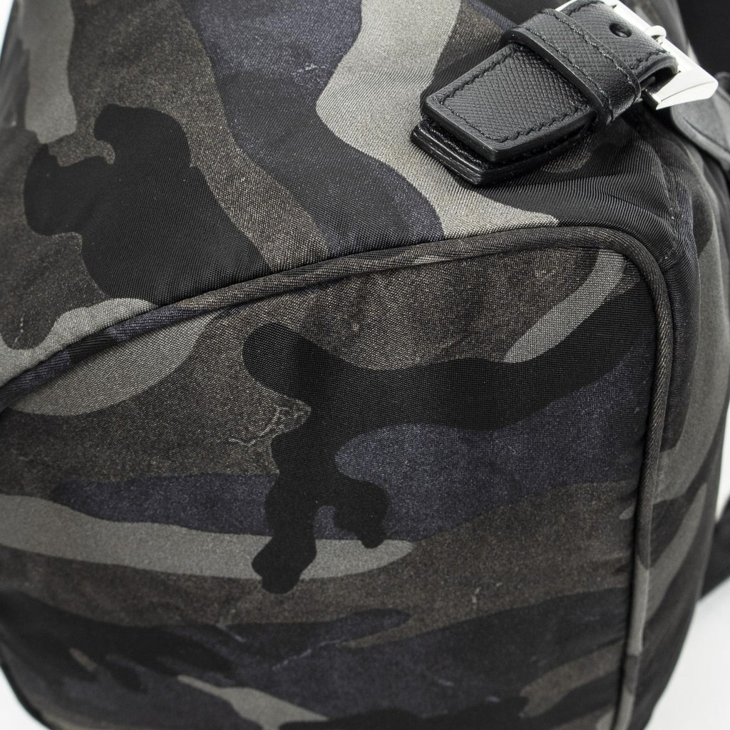 Prada Drawstring Flap Backpack Dark Green Black Camouflage Nylon — view 8