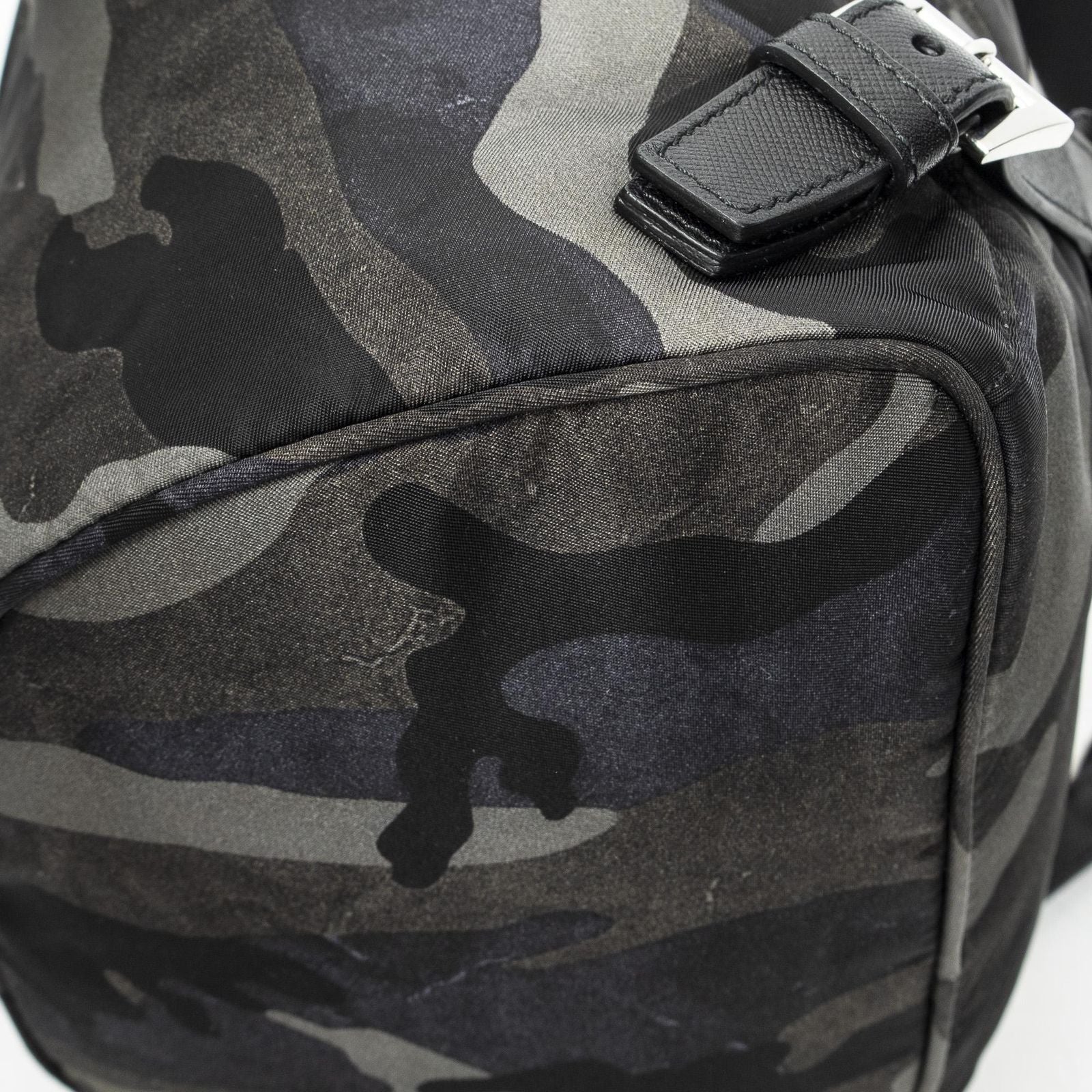 Prada Drawstring Flap Backpack Dark Green Black Camouflage Nylon — view 8