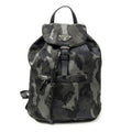Prada Drawstring Flap Backpack Dark Green Black Camouflage Nylon