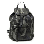 Prada Drawstring Flap Backpack Dark Green Black Camouflage Nylon