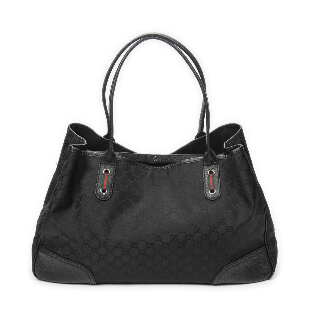 Gucci Large Web Princy Tote Black GG Nylon Canvas — view 5
