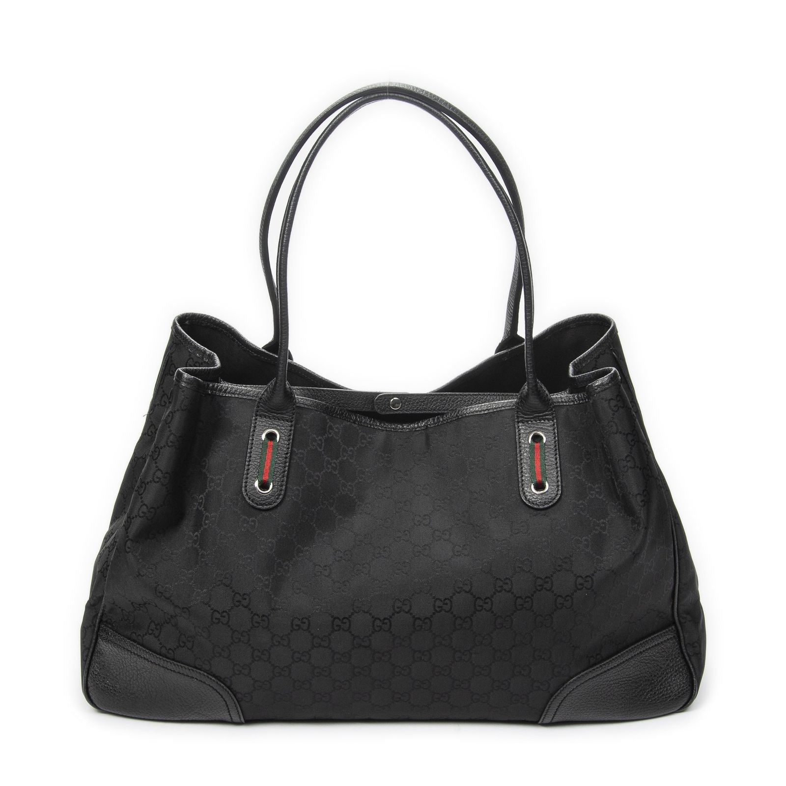 Gucci Large Web Princy Tote Black GG Nylon Canvas — view 5