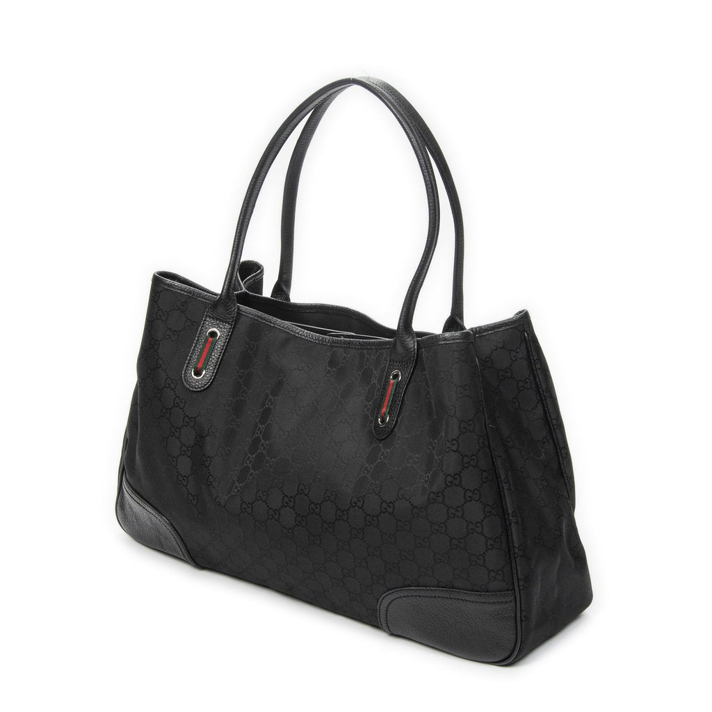 Gucci Large Web Princy Tote Black GG Nylon Canvas — view 2