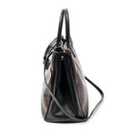 Prada Convertible Open Tote Burgundy Black Saffiano Leather — view 3