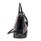 Prada Convertible Open Tote Burgundy Black Saffiano Leather — view 4