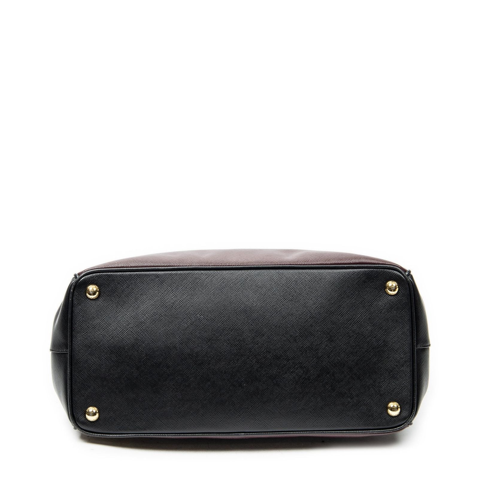 Prada Convertible Open Tote Burgundy Black Saffiano Leather — view 6