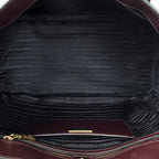 Prada Convertible Open Tote Burgundy Black Saffiano Leather — view 9